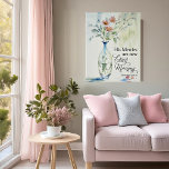 His mercies are new every morning faux canvas print<br><div class="desc">His mercies are new every morning,  with delicate watercolor flowers in vase</div>