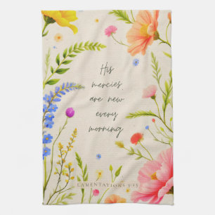 His Mercies Are New Every Morning Lamentations 3:2 Tea Towel