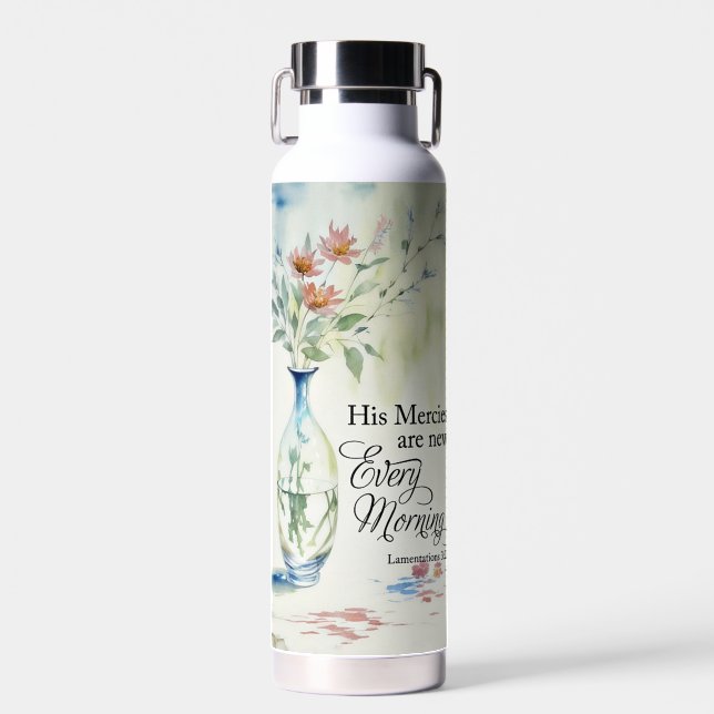 His mercies are new every morning water bottle (Front)
