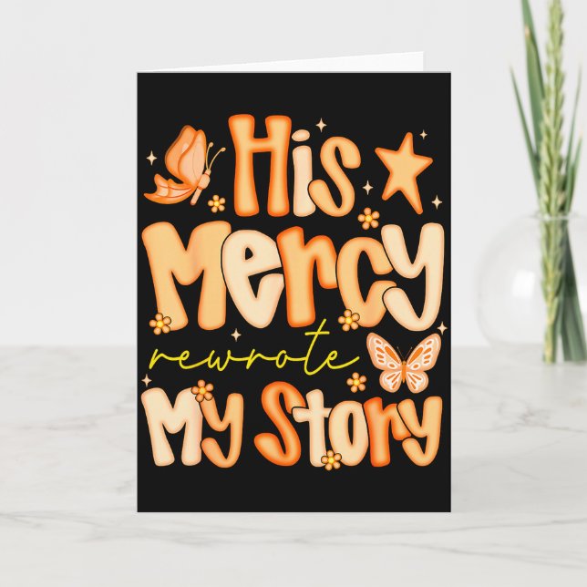 His Mercy Rewrote My Story Fall Autumn Christian F Card (Front)