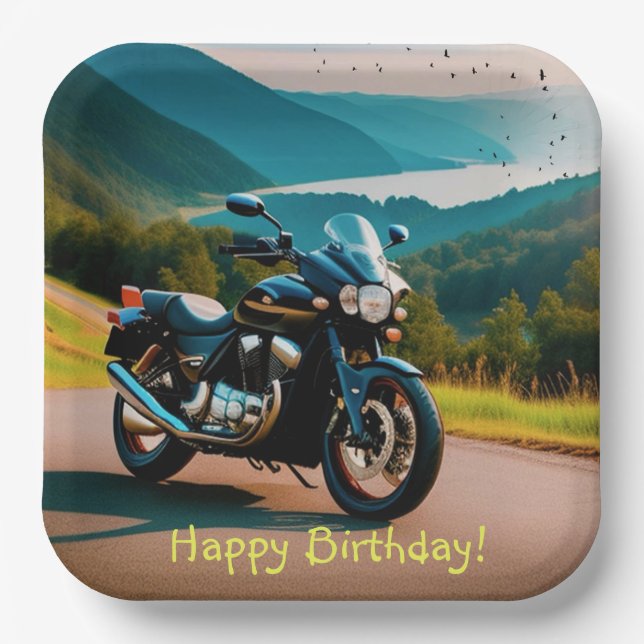 His Motorcycle Paper Plate (Front)