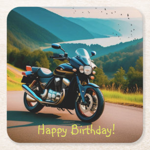 His Motorcycle Square Paper Coaster