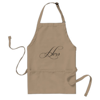 His n Hers Matching Script Lettering Aprons
