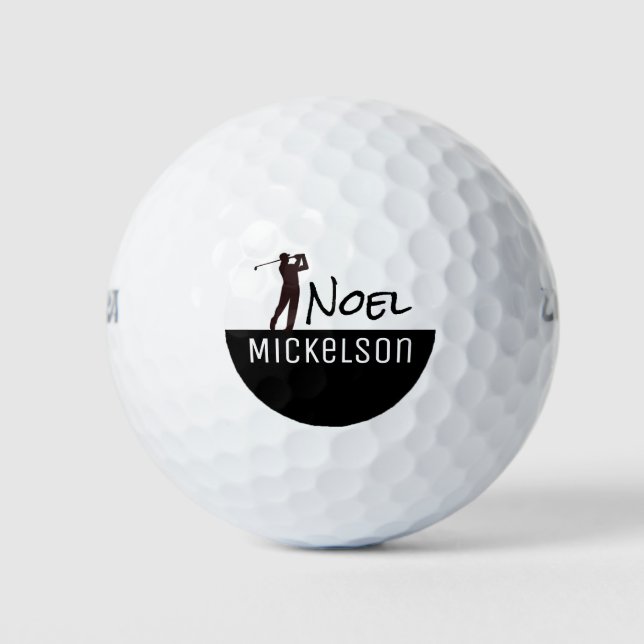 His Name Black\White Golfplayer Golf Balls (Front)