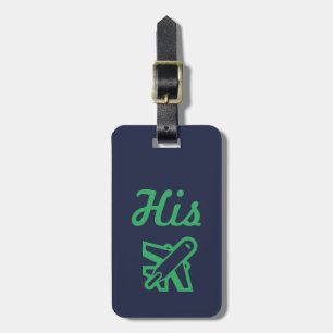 His Navy and Green Luggage Tag