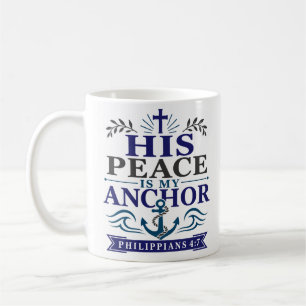 His Peace Is My Anchor Botanical Bible Verse Quote Coffee Mug