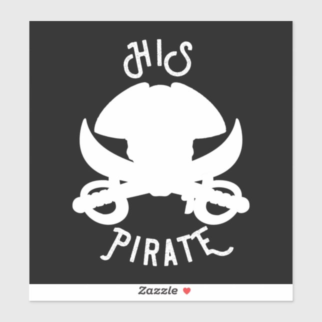 HIS Pirate White Crossbones Skull & Sword Sticker (Sheet)