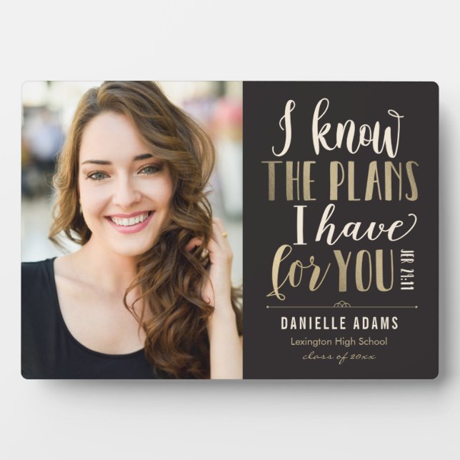 His Plans Graduation Keepsake Desktop Plaque (Front)