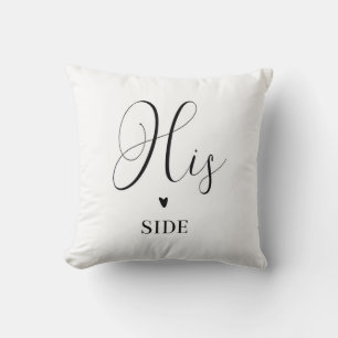 His side Black and White Square Throw Pillow