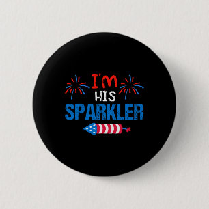His Sparkler Cute 4th Of July Matching Couple For 6 Cm Round Badge
