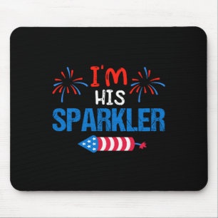 His Sparkler Cute 4th Of July Matching Couple For Mouse Pad