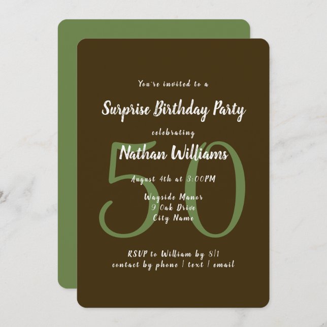 His Surprise Birthday Party Template Invitation (Front/Back)