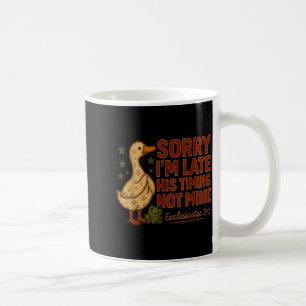 His Timing Not Mine Duck Frog Verse Funny Farm Ret Coffee Mug