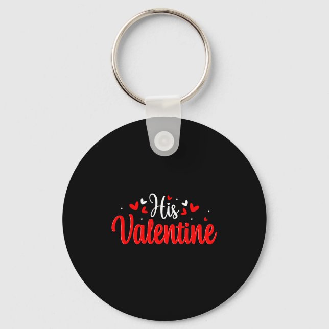 His Valentine Romantic Matching Couples Heart  Key Ring (Front)