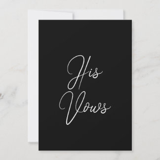 His Vow Card | Wedding Vow Booklet for Groom