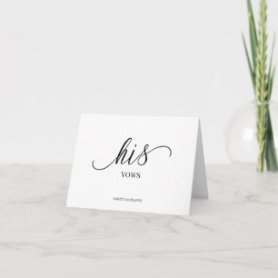 His Vows Minimalist script font wedding day card