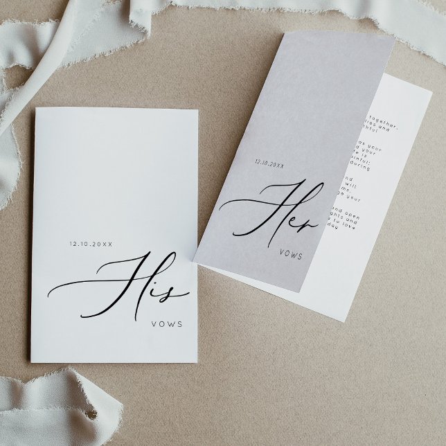 His Vows Modern Minimalist Wedding Vows Card (Creator Uploaded)