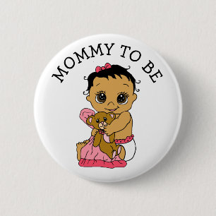 Hispanic Baby Mum To Be Girl's Baby Shower 6 Cm Round Badge