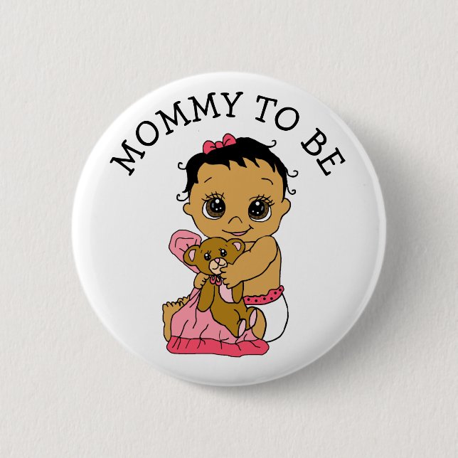 Hispanic Baby Mum To Be Girl's Baby Shower 6 Cm Round Badge (Front)