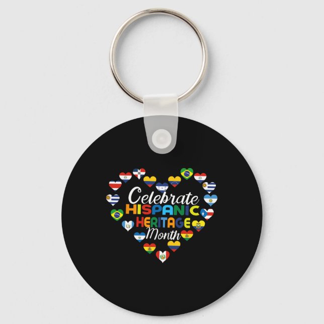 Hispanic Countries Flags Celebrate Hispanic Herita Key Ring (Front)