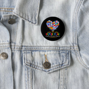 Hispanic Flags Heart Hispanic Heritage Month 6 Cm Round Badge