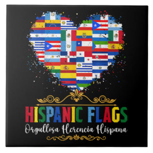 Hispanic Flags Heart Hispanic Heritage Month Ceramic Tile