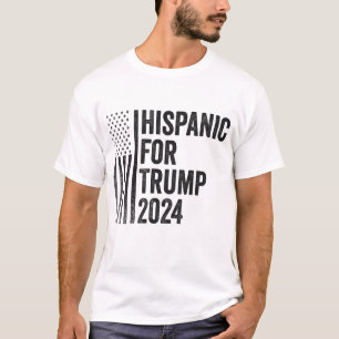 Hispanic For Trump 2024 American Patriotic Flag   T-Shirt