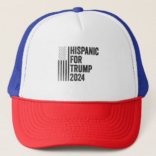 Hispanic For Trump 2024 American Patriotic Flag   Trucker Hat