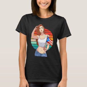 Hispanic Girl Boricua Pride Puerto Rican Flag Vint T-Shirt