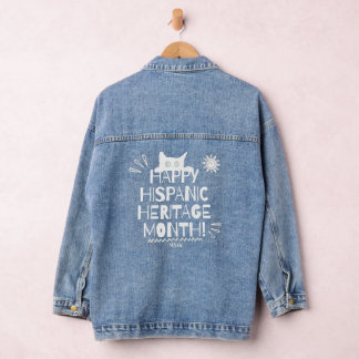 Hispanic Hehitage Month - Funny Cat Denim Jacket
