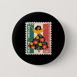 Hispanic Heritage Mexican American Floral Dancer W 6 Cm Round Badge