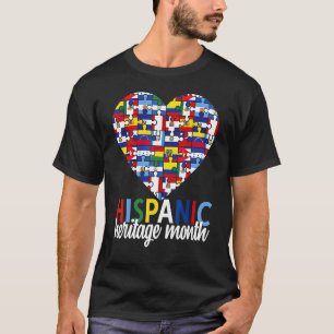 Hispanic Heritage Month All Countries Flags Heart T-Shirt