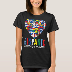 Hispanic Heritage Month all Countries Flags heart T-Shirt