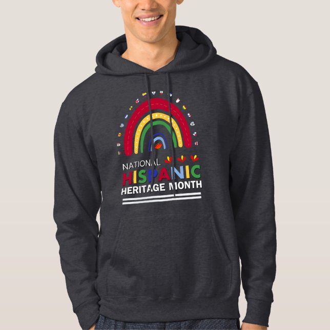  Hispanic Heritage Month Boho Rainbow and Flags   Hoodie (Front)