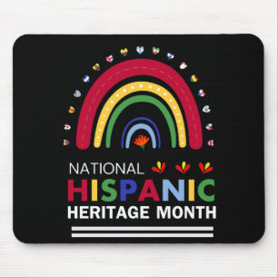 Hispanic Heritage Month Boho Rainbow and Flags Mouse Pad