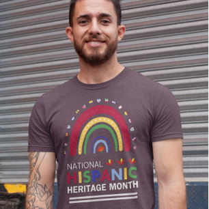  Hispanic Heritage Month Boho Rainbow and Flags   Tri-Blend Shirt