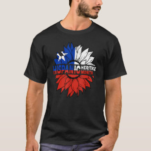 Hispanic Heritage Month Chile Flag Sunflower Pride T-Shirt