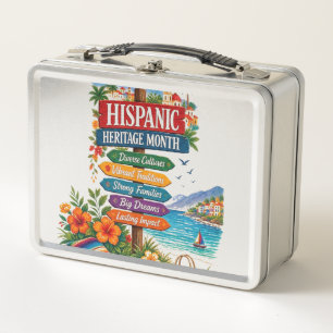 Hispanic Heritage Month Coastal Celebration  Metal Lunch Box