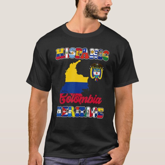 Hispanic Heritage Month Colombia Colombian Flag T-Shirt (Front)