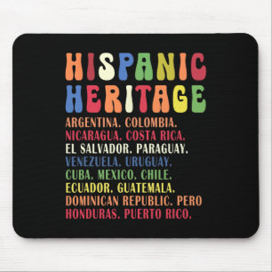 Hispanic Heritage Month Countries Names Tee Mouse Pad