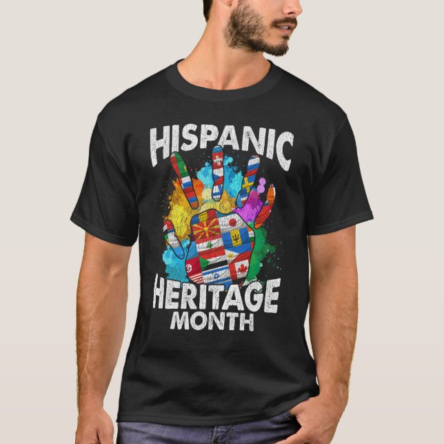 Hispanic Heritage Month Country Flags T-Shirt (Front)