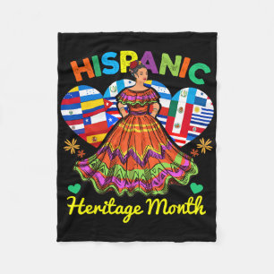 Hispanic Heritage Month Dress Inspired Girl Dancin Fleece Blanket