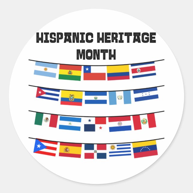 Hispanic Heritage Month Flags Classic Round Sticker (Front)