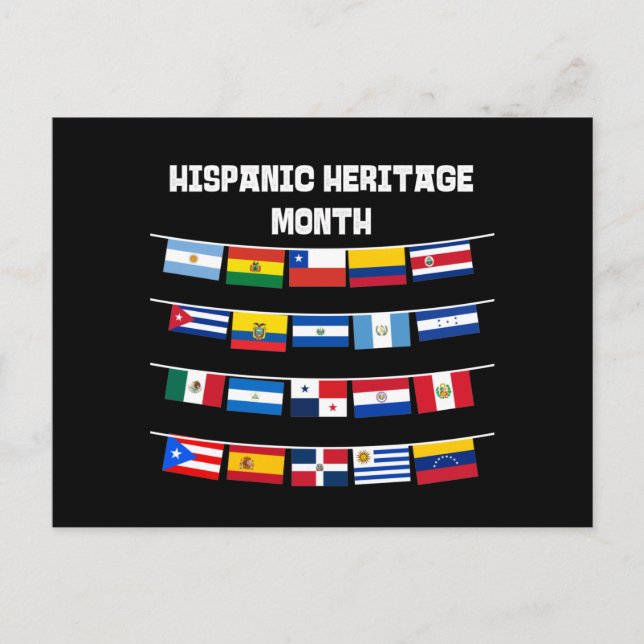 Hispanic Heritage Month Flags Postcard (Front)