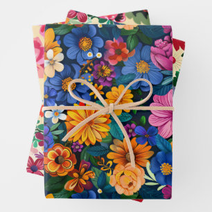 Hispanic Heritage Month Flowers Wrapping Paper Sheet