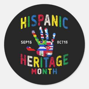 Hispanic Heritage Month Handprint Latino Countries Classic Round Sticker
