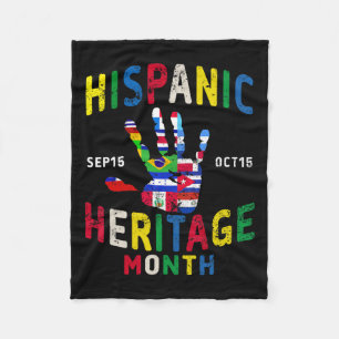Hispanic Heritage Month Handprint Latino Countries Fleece Blanket