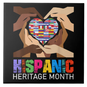 Hispanic Heritage Month Hands Heart Ceramic Tile