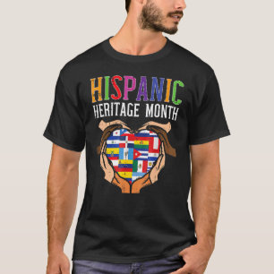 Hispanic Heritage Month Hands Heart Flags Men Wome T-Shirt