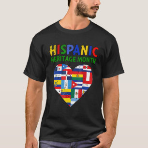 Hispanic Heritage Month Heart Flags Men Women Kids T-Shirt
